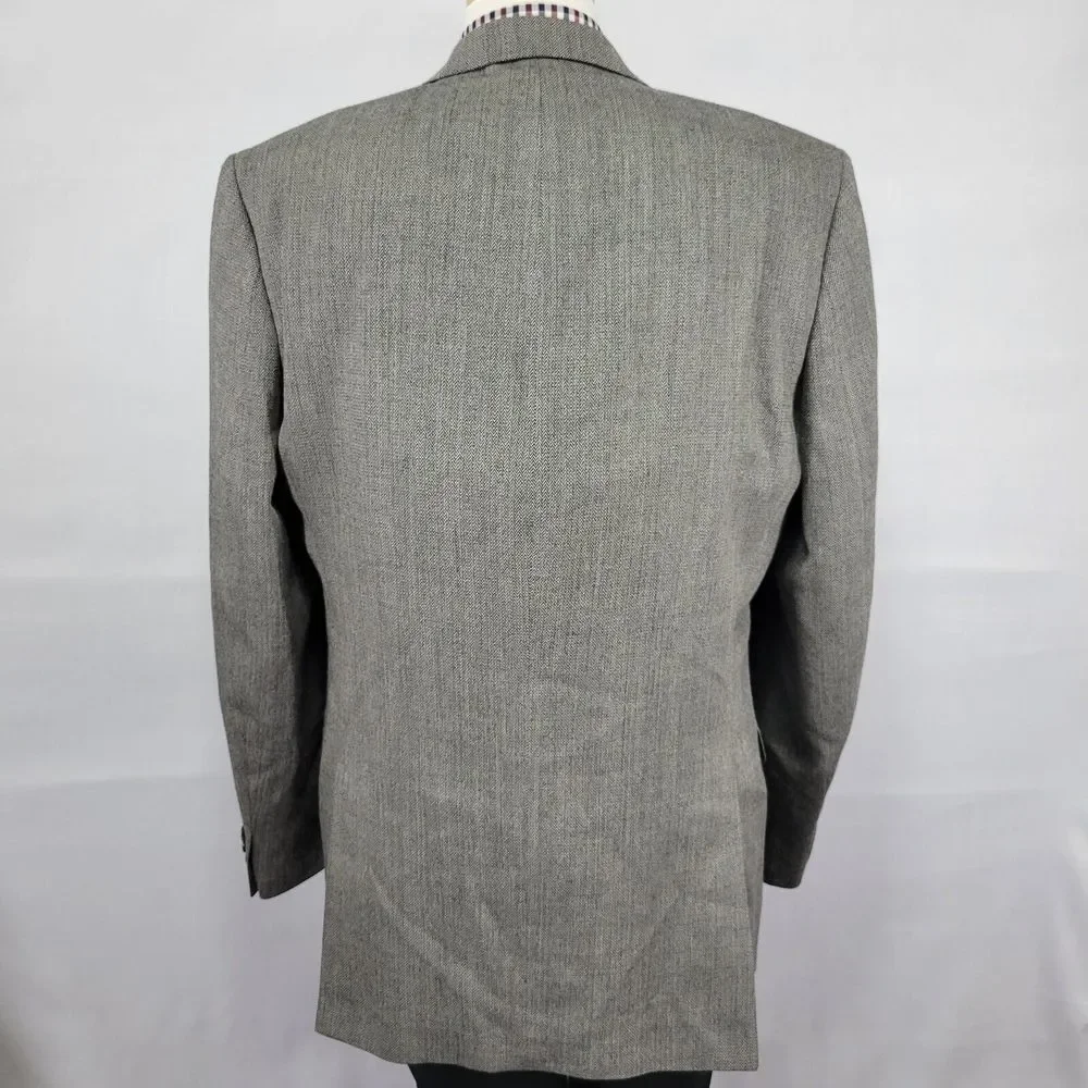 Calvin Klein Men's‎ Sport Coat Blazer Two Button Gray Herringbone Wool Size 44XL